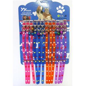 Wholesale Bulk Lot 12 PCs Cat Small Dog Pet Collars Heart Design Woth Bell